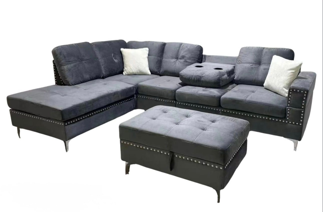 2402 Reversible Sectional with Storage Ottoman