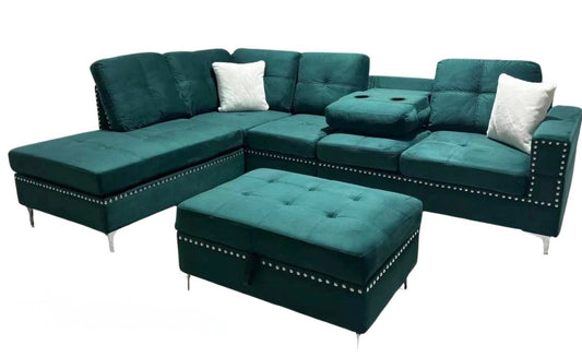 2402 Reversible Sectional with Storage Ottoman