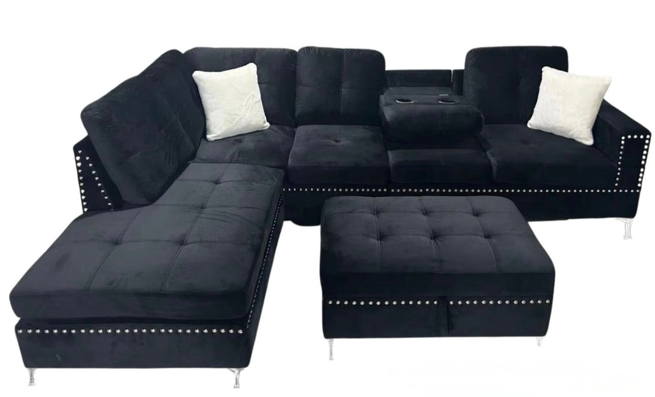 2402 Reversible Sectional with Storage Ottoman