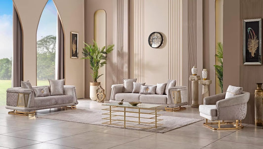 MILLENNIUM Beige&Gold Sofa Set