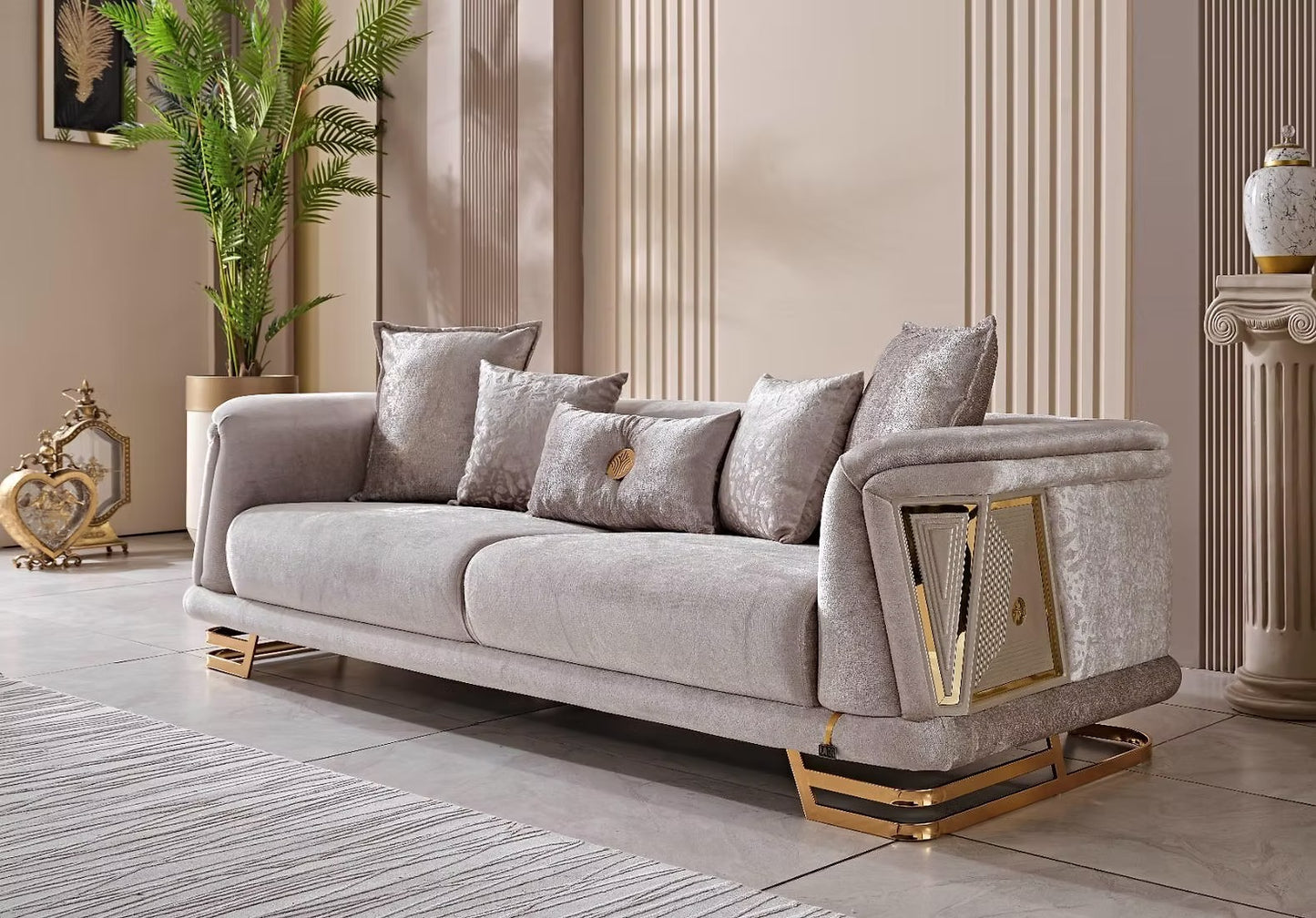 MILLENNIUM Beige&Gold Sofa Set