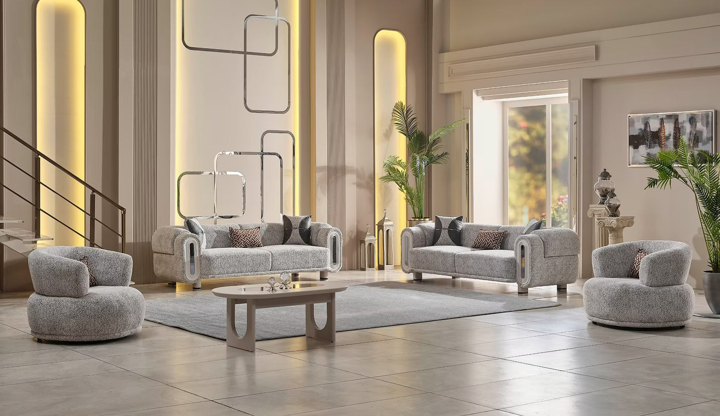 Parma Grey & Silver Sofa Set