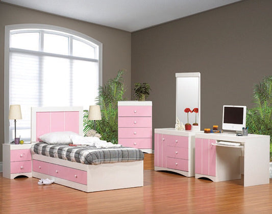 Kids Bed Set Pink and White