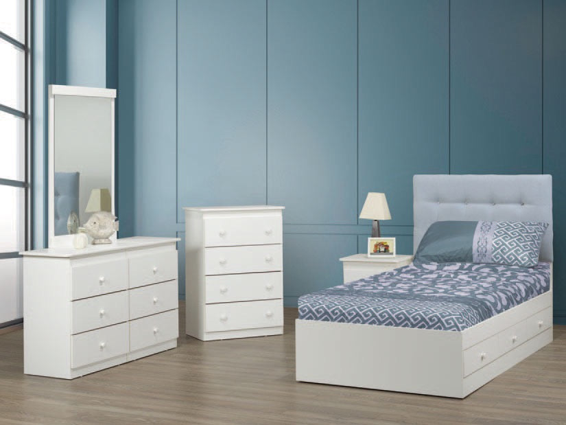 Padded headboard With Crystals / Buttons Kids Bed Set