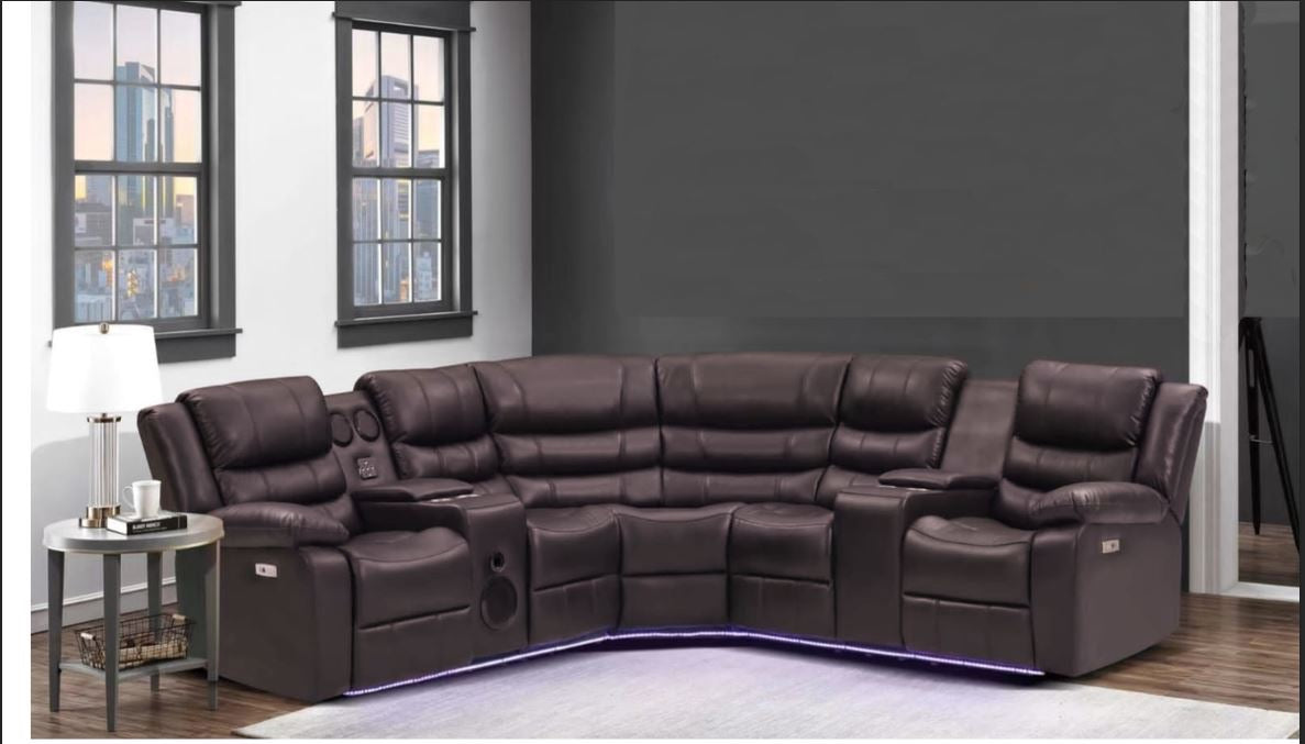 Costa Recliner Sectional with LED and Bluetooth Speakers