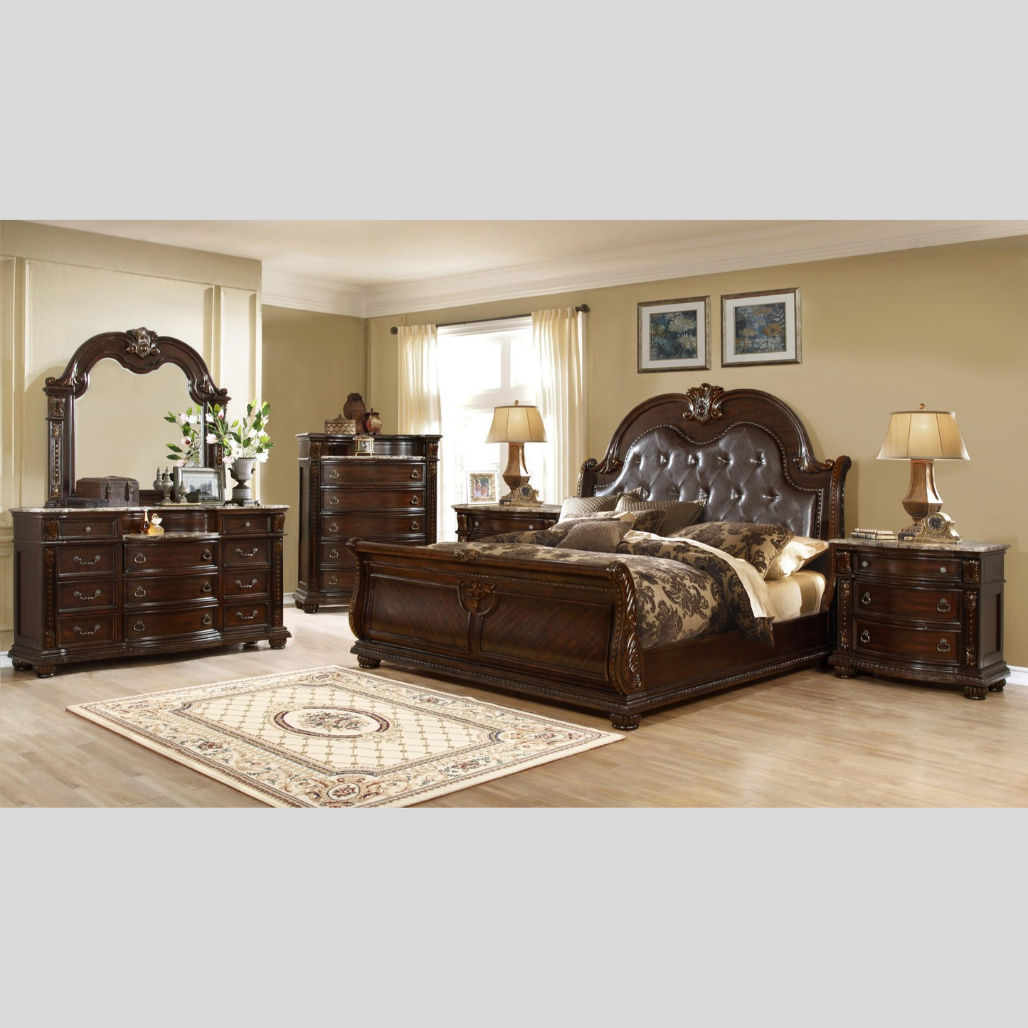 Roma Dark Walnut Bed