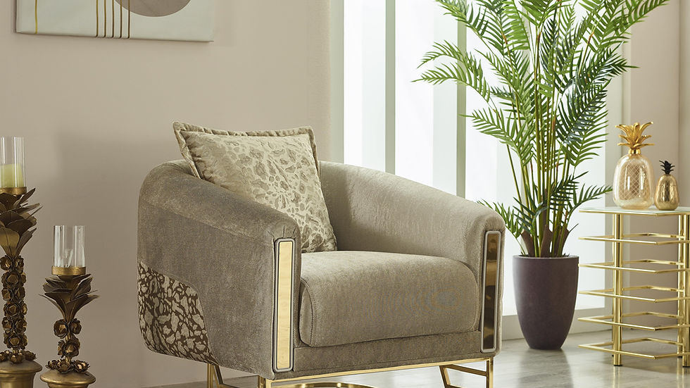 ROMANCE Beige & Gold Sofa Set (3+2+1)