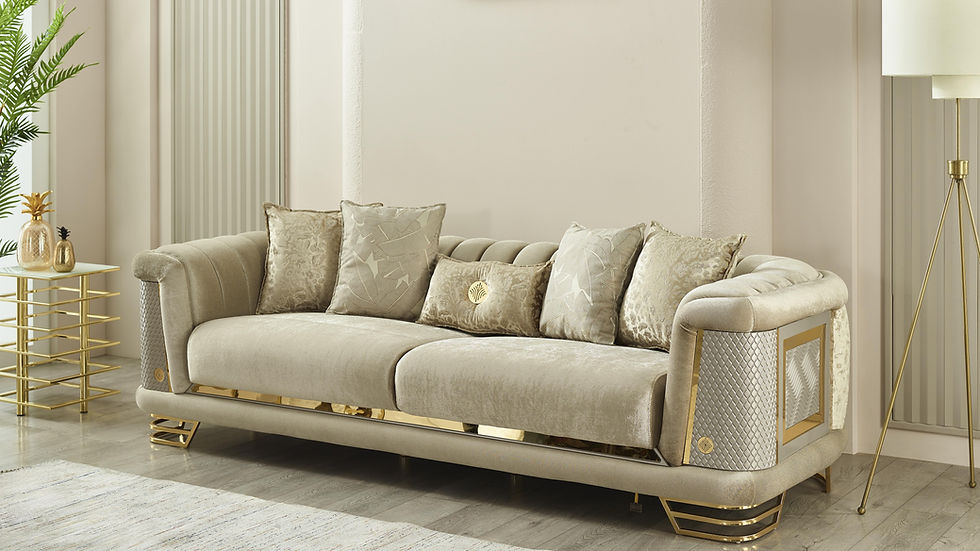 ROMANCE Beige & Gold Sofa Set (3+2+1)