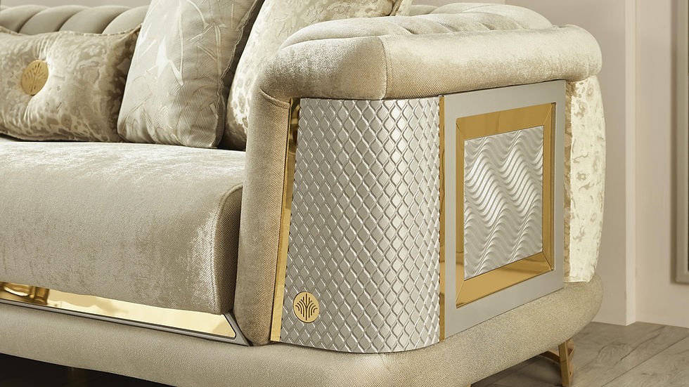 ROMANCE Beige & Gold Sofa Set (3+2+1)