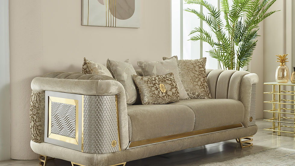 ROMANCE Beige & Gold Sofa Set (3+2+1)