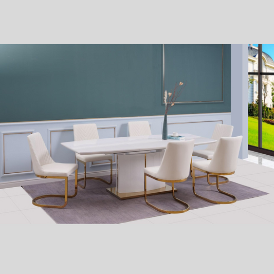 White Lacquer Finish Dining Room Set