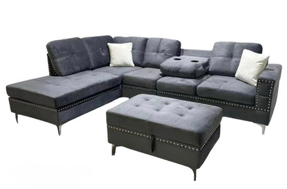 2402 Reversible Sectional with Storage Ottoman