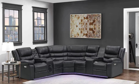 Costa Recliner Sectional with LED and Bluetooth Speakers